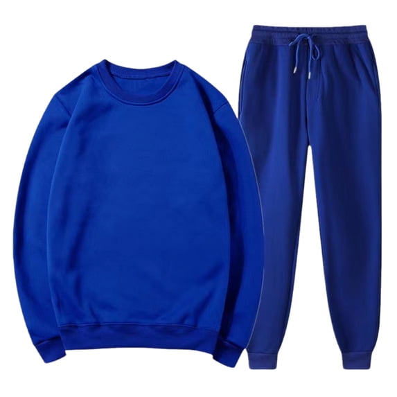 Wavsuf Men's Sweatsuits Set 2 piece Jogger Set for Men Drawstring Sweatshirt and Sweatpants Blue Size L