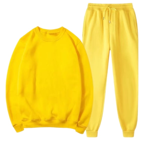 Wavsuf Men's Sweatsuits Set 2 piece Jogger Set for Men Drawstring Sweatshirt and Sweatpants Yellow Size 4XL