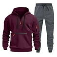 thumbnail image 1 of Wavsuf Men's Sweatsuits Set 2 piece Jogger Set for Men Motion Hoodies and Sweatpants Wine Size XL, 1 of 2