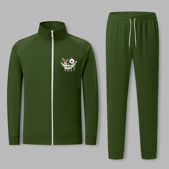 Wavsuf Men's Sweatsuits Set 2 piece Jogger Set for Men Motion Shirt Lightweight Sweatshirt and Sweatpants Army Green Size M