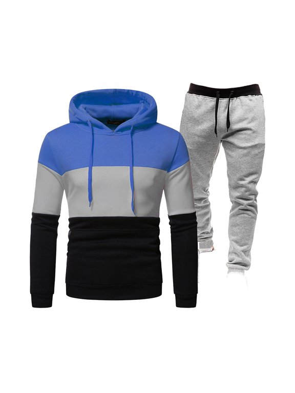 Men's Sweatsuits Set 2 piece Jogger Set for Men Motion Shirt Sweatshirt and Sweatpants Blue Size 2XL