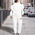 thumbnail image 1 of Wavsuf Men's Sweatsuits Set 2 piece Jogger Set for Men Motion Tight Drawstring Simplicities Shirt Sweatshirt and Sweatpants White Size 3XL, 1 of 9