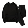 thumbnail image 1 of Wavsuf Men's Sweatsuits Set 2 piece Jogger Set for Men Plush Motion Loose Sweatshirt and Sweatpants Black Size S, 1 of 2