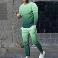 thumbnail image 1 of Wavsuf Men's Sweatsuits Set 2 piece Jogger Set for Men Tight Shirt Sweatshirt and Sweatpants Green Size 4XL, 1 of 7
