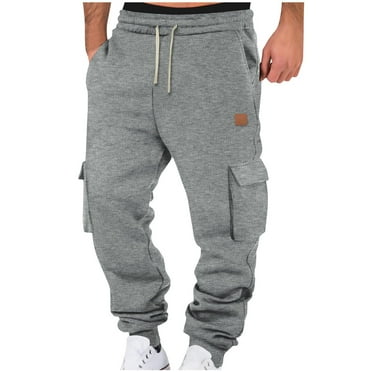 Wavsuf Mens Cargo Joggers Sport Sweatpants with Pockets Casual Outdoor Trousers Gray Size XL