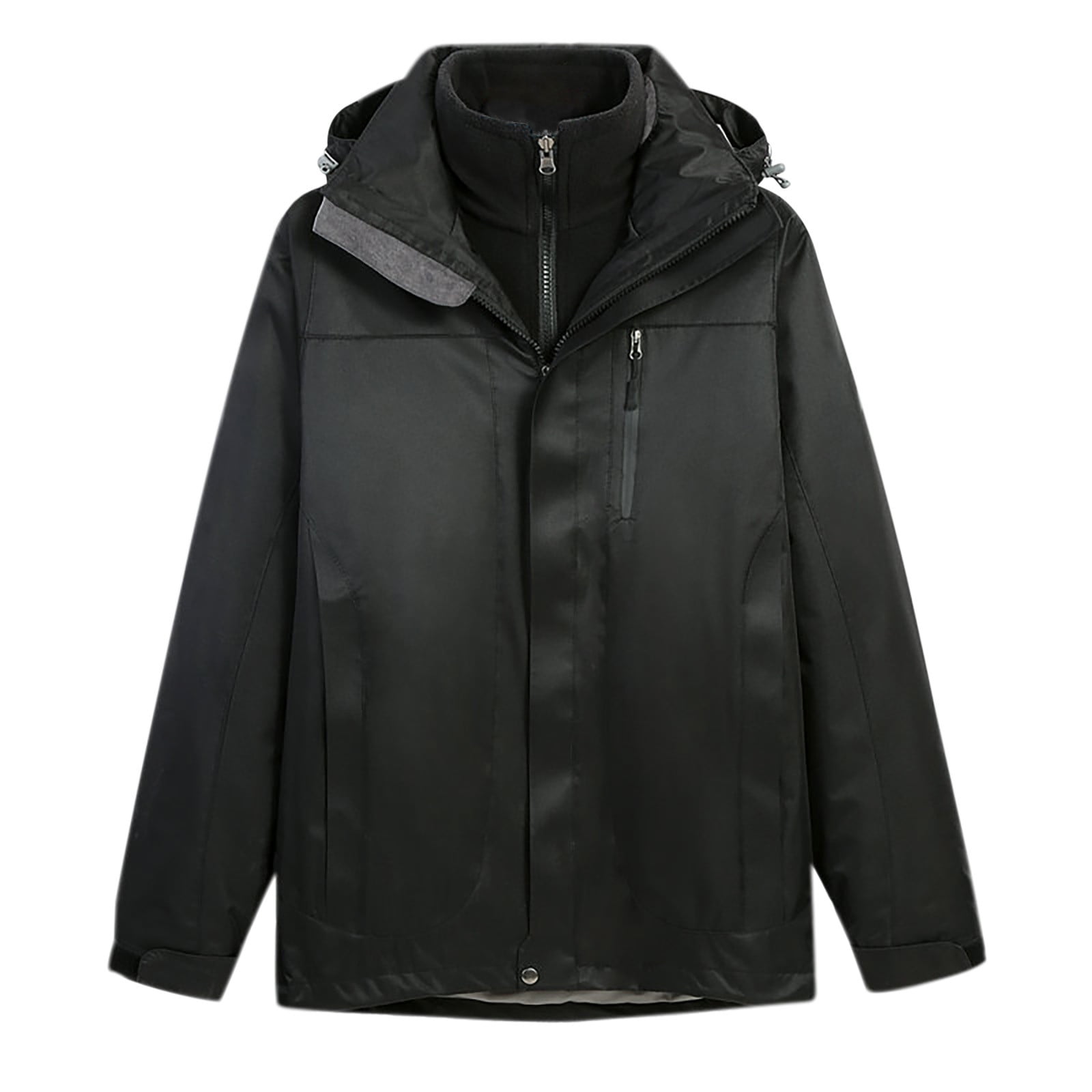 Wavsuf Mens Coats Big And Tall with Hood Winter Black Jackets Size M