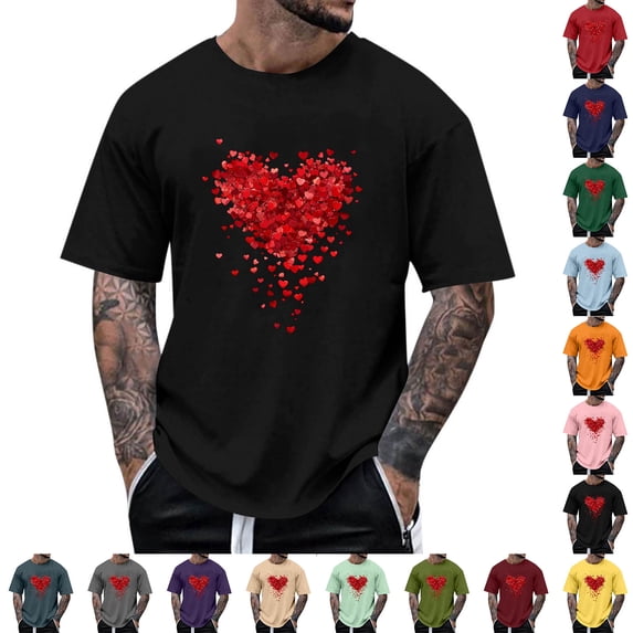 Wavsuf Mens Graphic Shirts for Men Tees Short Sleeve Round Neck T Shirt Purple Size L