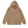 thumbnail image 1 of Wavsuf Mens Hooded Sweatshirts Solid Pullover Coffee Tops Size 3XL, 1 of 3