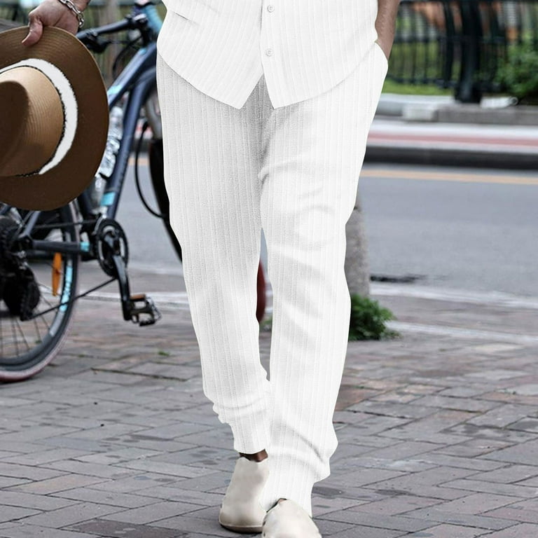 Wavsuf Mens Joggers Sweatpants Lightweight Striped Drawstring