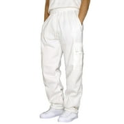 Wavsuf Mens Joggers Sweatpants Solid Drawstring with Pockets White Pants Size XL