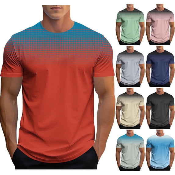 Wavsuf Mens Plain Shirts for Men Tees Short Sleeve Elasticity Fashionable Tight Round Neck Undershirt T Shirt Green Size L