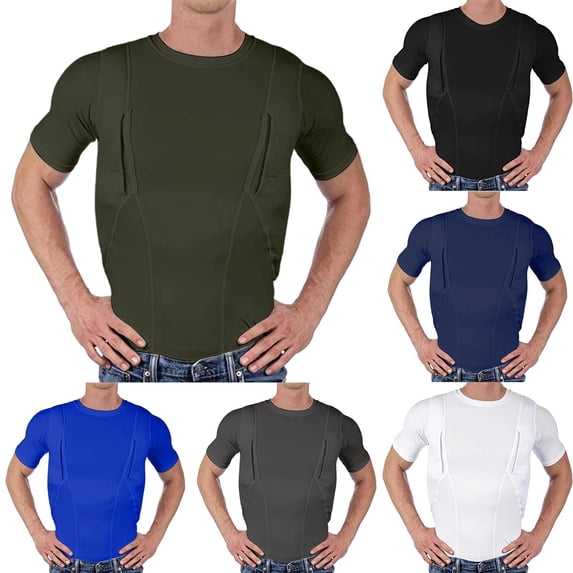 Wavsuf Mens Plain Shirts for Men Tees Short Sleeve Round Neck T Shirt Black Size L