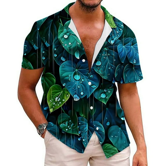 Wavsuf Mens Shirts Button Down Summer Turndown Beach Hawaiian Multicolor Shirts Size 3XL