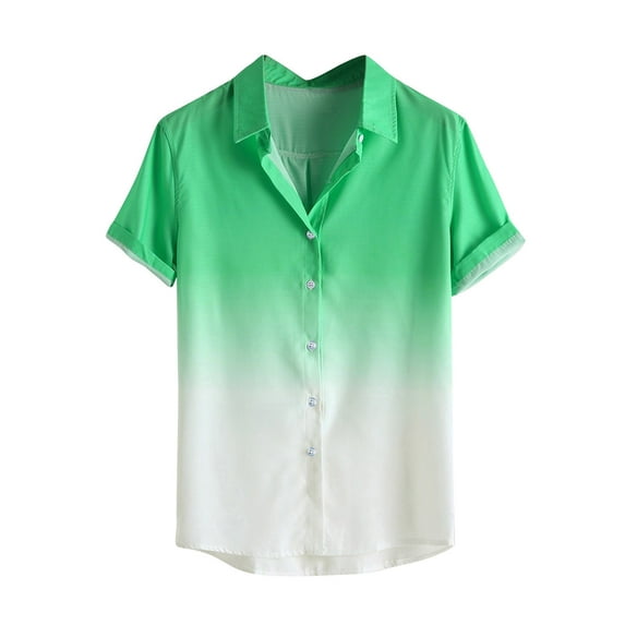 Wavsuf Mens Shirts Button Down Turndown Beach Hawaiian Summer Green Shirts Size L