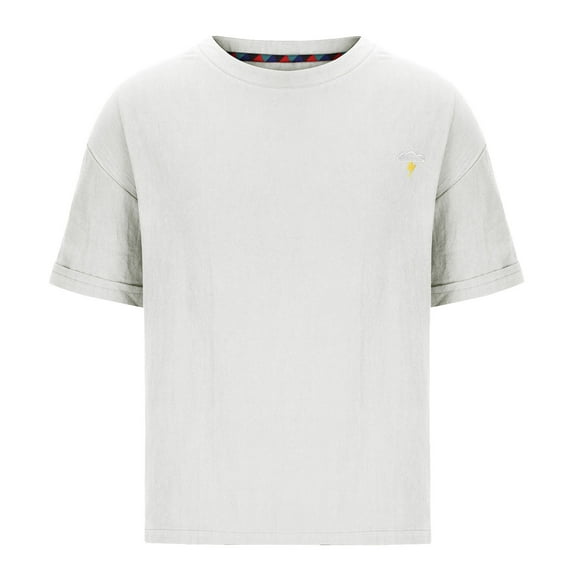 Wavsuf Mens Shirts Crew Neck Cotton Summer White T-Shirts Size 3XL