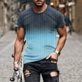 thumbnail image 1 of Wavsuf Mens Shirts Summer Crew Neck Striped Gradient Blue T-Shirts Size 4XL, 1 of 5