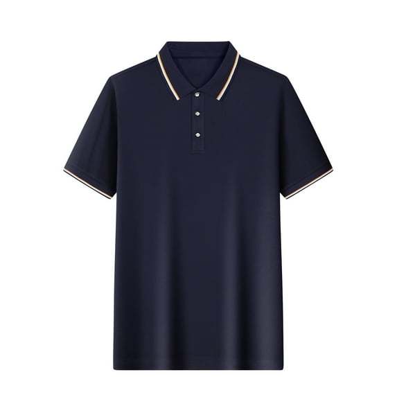 Wavsuf Mens Shirts Summer Turndown Navy Shirts Size 2XL