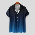 thumbnail image 1 of Wavsuf Mens Shirts Turndown Gradient Summer Dark Blue Shirts Size L, 1 of 5