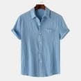 thumbnail image 1 of Wavsuf Mens Shirts Turndown Striped Beach Hawaiian Summer Sky Blue Shirts Size 2XL, 1 of 1