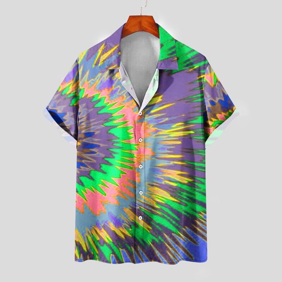 Wavsuf Mens Shirts Turndown Summer Gray Shirts Size L