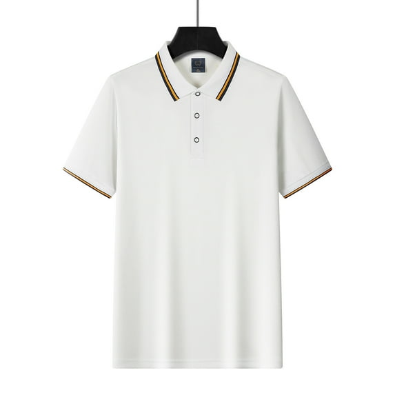 Wavsuf Mens Shirts Turndown Summer White Shirts Size 4XL
