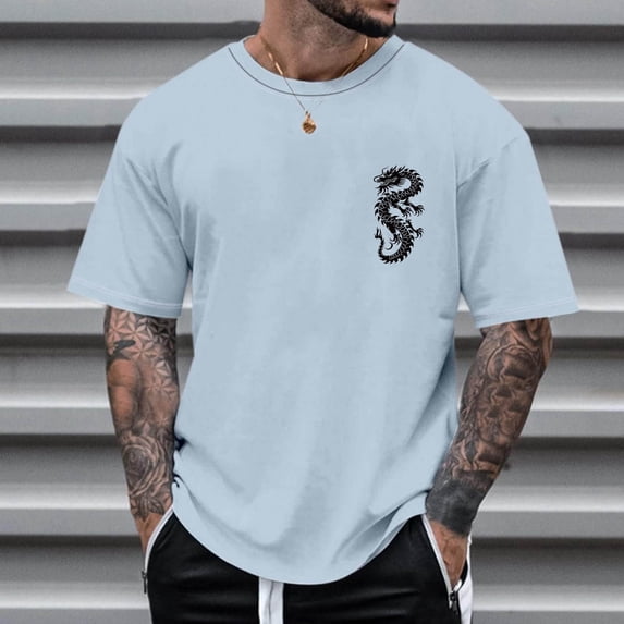 Wavsuf Mens Shirts Graphic Tees V-neck Crew Neck Summer White T-Shirts Size XL