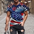 thumbnail image 1 of Wavsuf Mens Shirts Short Sleeve Button Down Independance Day Crew Neck Summer Multicolor T-Shirts Size XL, 1 of 5