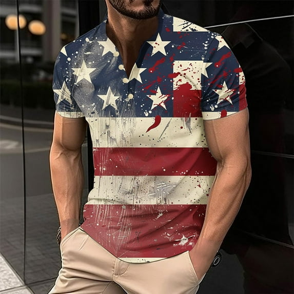 Wavsuf Mens Shirts Short Sleeve Button Down Summer Crew Neck Multicolor T-Shirts Size 2XL