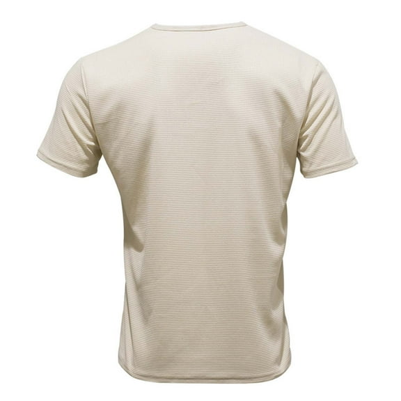 Wavsuf Mens Shirts Short Sleeve Crew Neck Summer Beige T-Shirts Size L