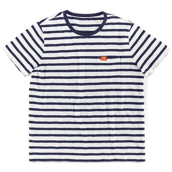 Wavsuf Mens Shirts Short Sleeve Summer Crew Neck Striped Navy T-Shirts Size M