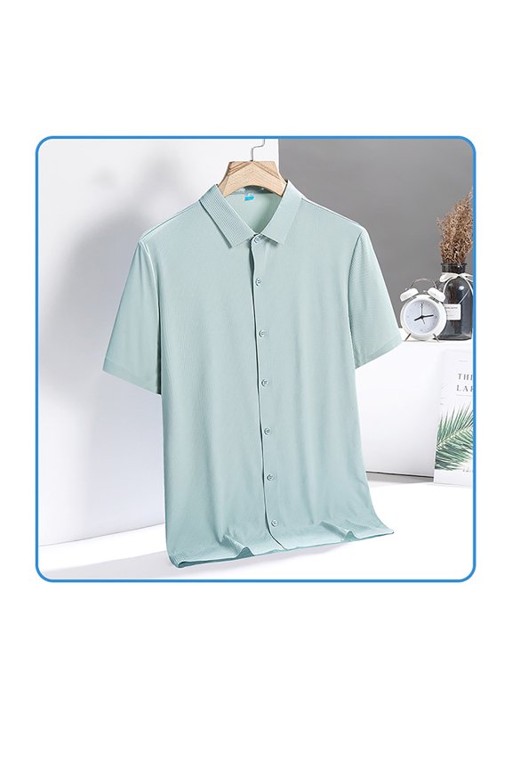 Mens Shirts Short Sleeve Summer Green Shirts Size L