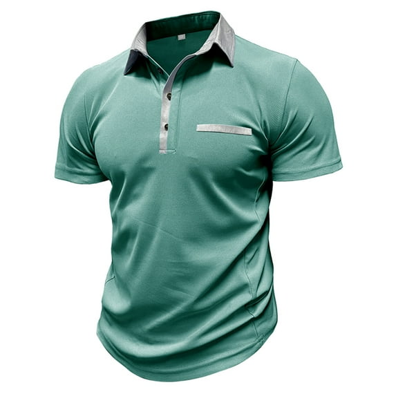 Wavsuf Mens Shirts Short Sleeve Summer Turndown Green Shirts Size XL