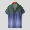 thumbnail image 1 of Wavsuf Mens Shirts Short Sleeve Turndown Striped Gradient Summer Purple Shirts Size M, 1 of 5