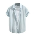 thumbnail image 1 of Wavsuf Mens Shirts Short Sleeve Turndown with Pockets Summer Blue Shirts Size L, 1 of 7