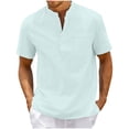 thumbnail image 1 of Wavsuf Mens Shirts Short Sleeve t Shirts Crew Neck with Pockets Summer Sky Blue T-Shirts Size 3XL, 1 of 5