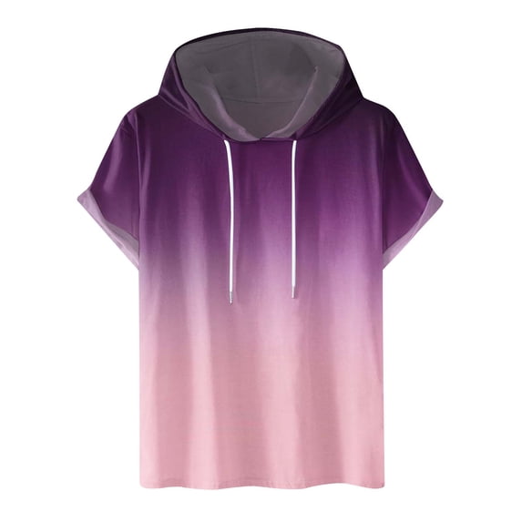 Wavsuf Mens Shirts Short Sleeve t Shirts Summer Gradient Purple Shirts Size XL