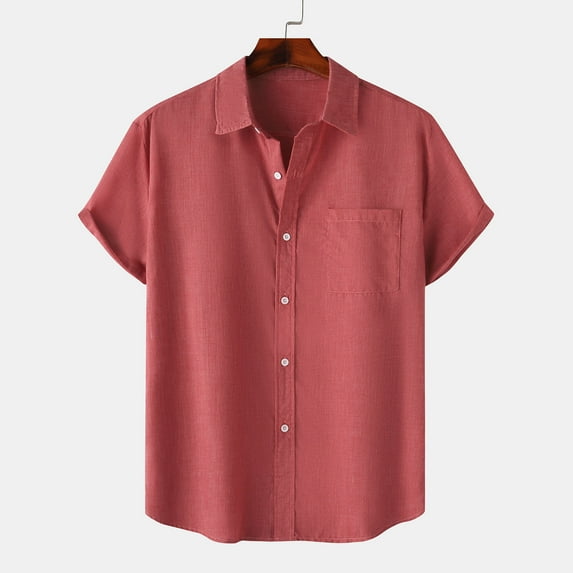 Wavsuf Mens Shirts Short Sleeve t Shirts Summer Turndown Beach Hawaiian Watermelon Red Shirts Size 3XL