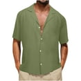 thumbnail image 1 of Wavsuf Mens Shirts Short Sleeve t Shirts Summer Turndown Cotton Army Green Shirts Size S, 1 of 5