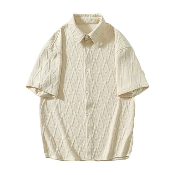 Wavsuf Mens Shirts Short Sleeve t Shirts Summer Turndown with Pockets Khaki Shirts Size M