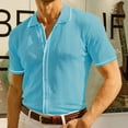 thumbnail image 1 of Wavsuf Mens Shirts Short Sleeve t Shirts Turndown Summer Blue Shirts Size L, 1 of 6