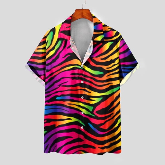 Wavsuf Mens Shirts Short Sleeve t Shirts Turndown Summer Orange Shirts Size S