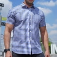 thumbnail image 1 of Wavsuf Mens Shirts Short Sleeve t Shirts Turndown with Pockets Summer Blue Shirts Size 4XL, 1 of 9