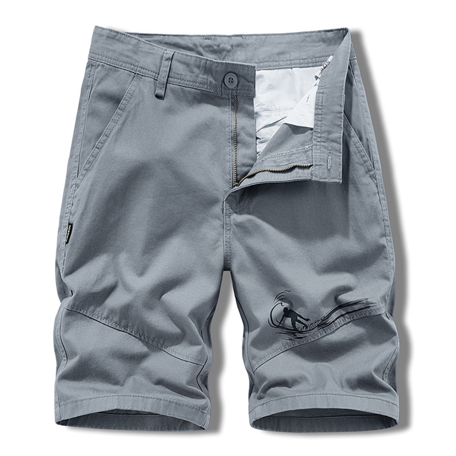 Wavsuf Mens Shorts Cargo Loose Summer with Pockets Gray Workout Shorts Size M