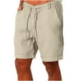 thumbnail image 1 of Wavsuf Mens Shorts Summer Cotton Linen Casual with Pockets Khaki Shorts Size L, 1 of 3