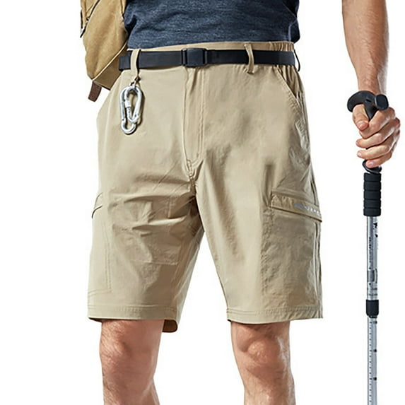 Wavsuf Mens Shorts Surf Beach Loose Casual with Pockets Summer Khaki Swimwear Size L