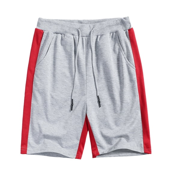 Wavsuf Mens Shorts Surf Beach with Pockets Elastic Waist Summer Patchwork Drawstring Red Swimwear Size 3XL
