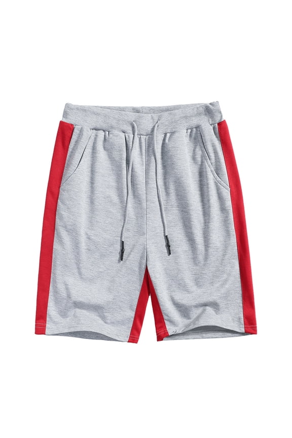 Mens Shorts Surf Beach with Pockets Elastic Waist Summer Patchwork Drawstring Red Swimwear Size 3XL