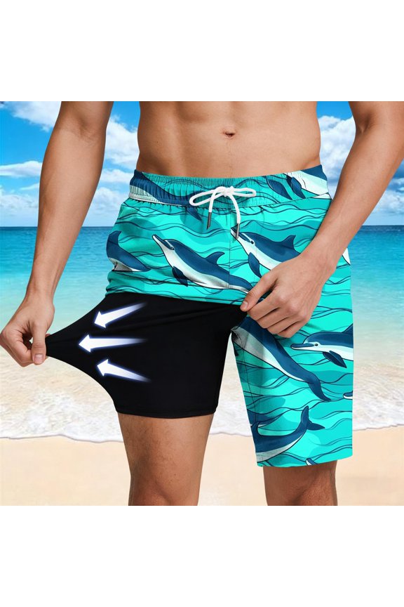 Mens Swim Trunks for Men Swimming Shorts Drawstring Thin Tight Graphic Swimsuits Mint Green Size 3XL