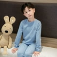 thumbnail image 1 of Wavsuf Outfits Set Clothes for Kids Top+Pant Warm Light blue Suit Size 160, 1 of 7