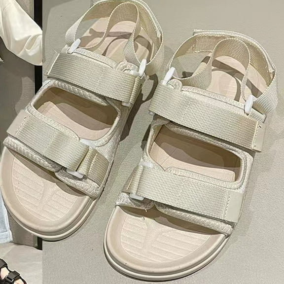 Wavsuf Platform Sandals for Women Anti-slip Casual Summer Beige Sandals Shoes Size 6